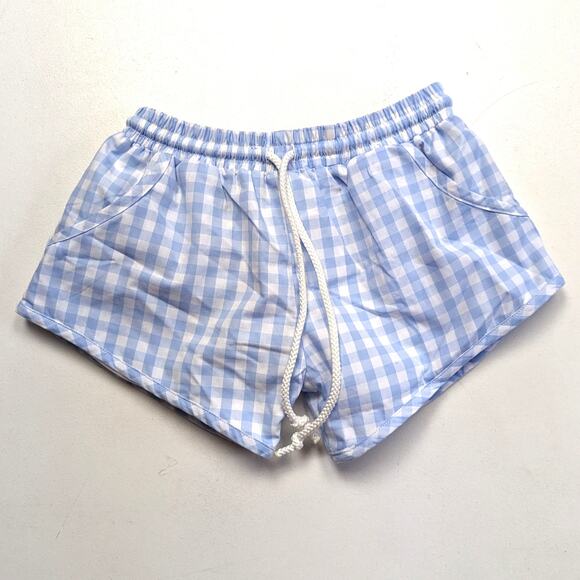 The Smocking Place Swim Trunks Boys Size 5 Blue Gingham Boutique - Picture 1 of 5